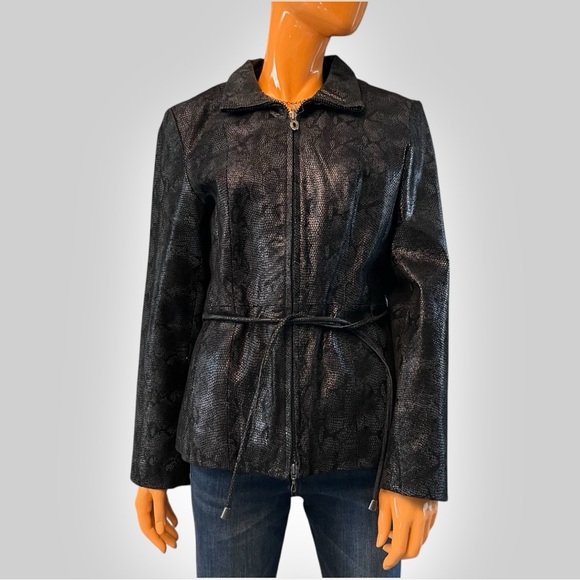 STEVE MADDEN Snakeskin Texture Genuine Leather Jacket - Picture 2 of 15